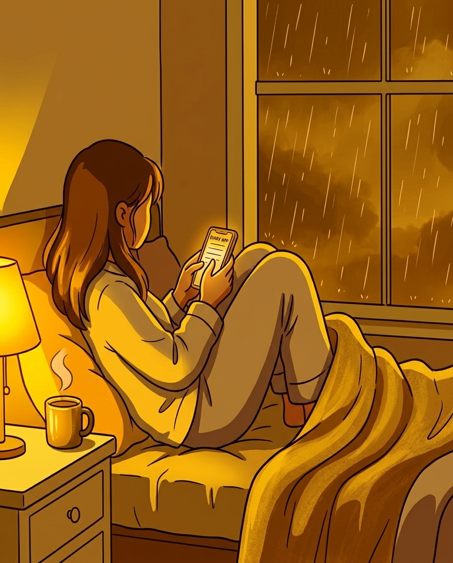 조용히 일기 쓰는 사용자