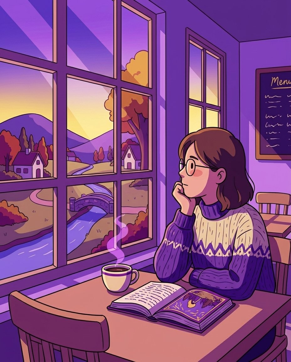 카페에서 독서하는 사용자