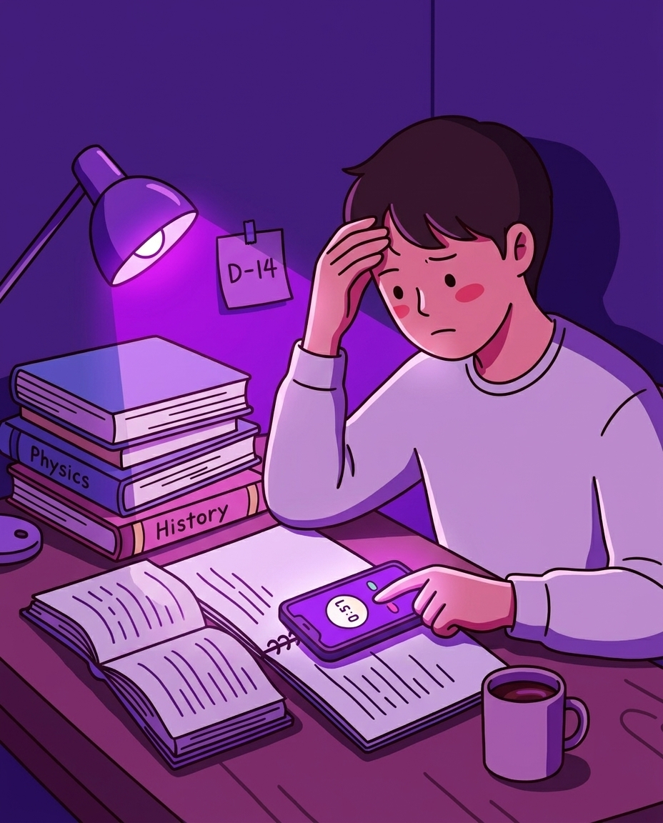 시험 공부하는 사용자