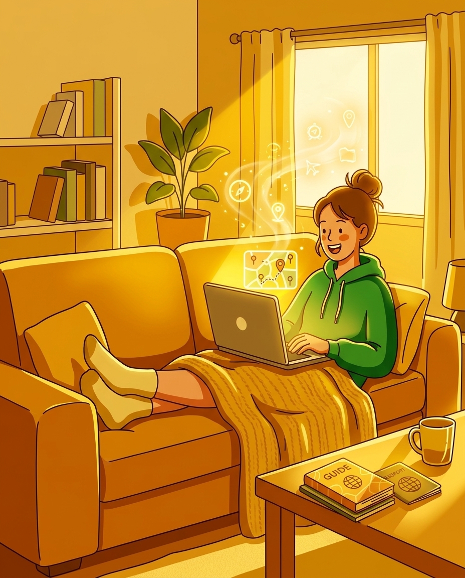 여행 계획 세우는 사용자