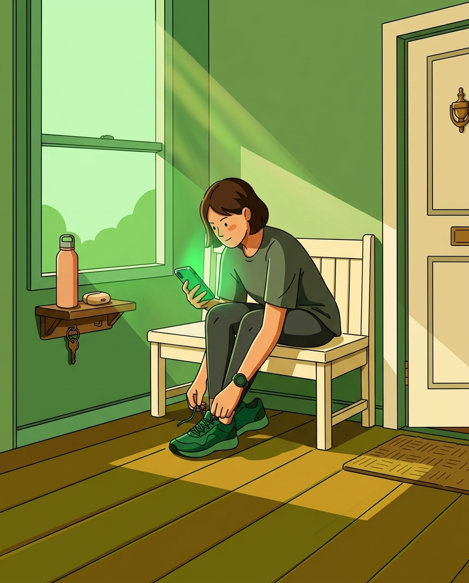 운동 준비하는 사용자