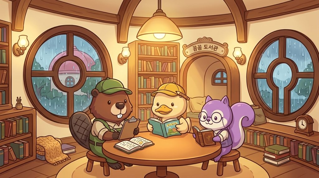 비 오는 날의 도서관